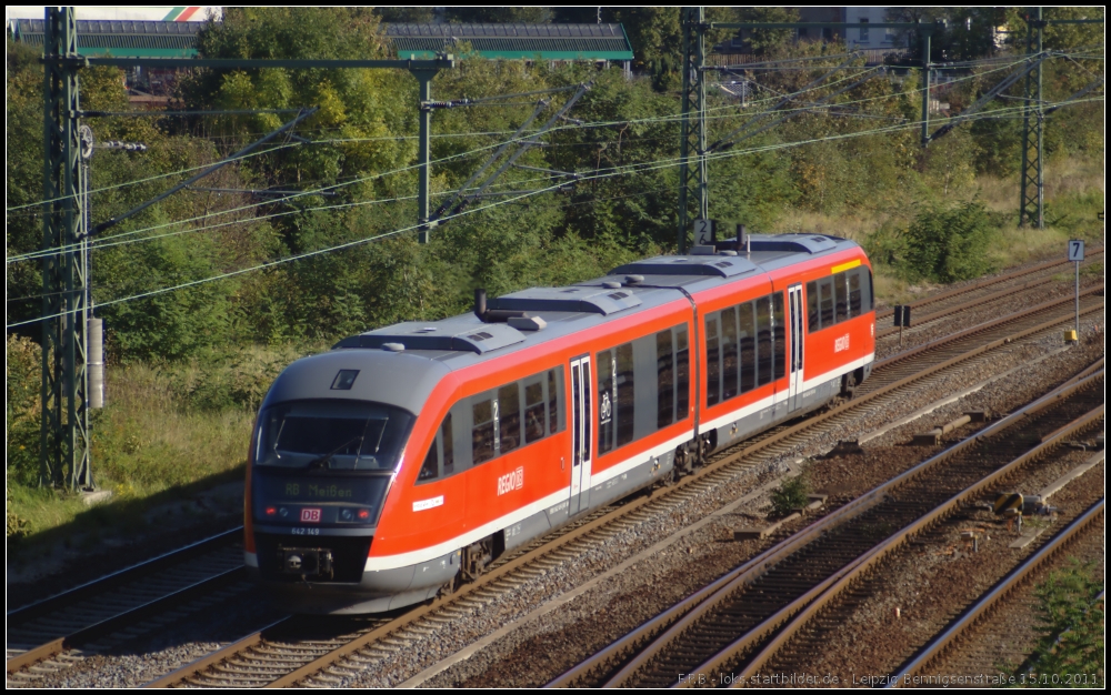 DB Regio 642 149 mit der RB nach Meißen (gesehen Leipzig Kohlweg 15.10.2011)
