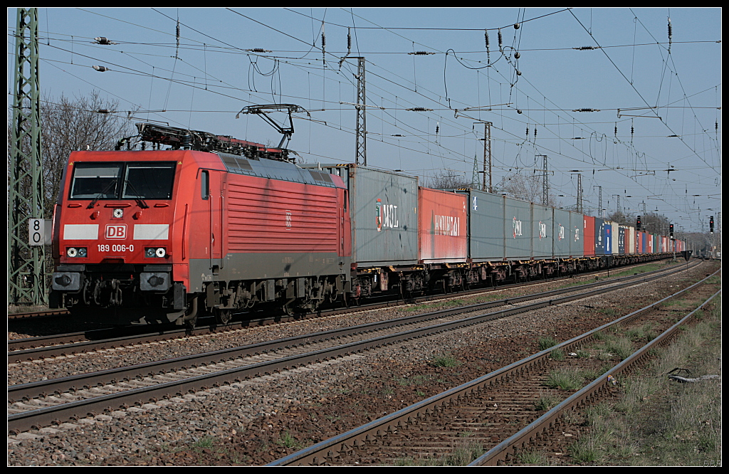 DB Schenker 189 006-0 mit Containerzug (Nuthetal-Saarmund 07.06.2010)
