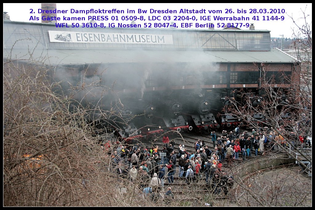 Groes Treiben auf dem 2. Dresdner Dampfloktreffen im Bw Dresden Altstadt das der Verein IG Bw Dresden-Altstadt veranstaltete