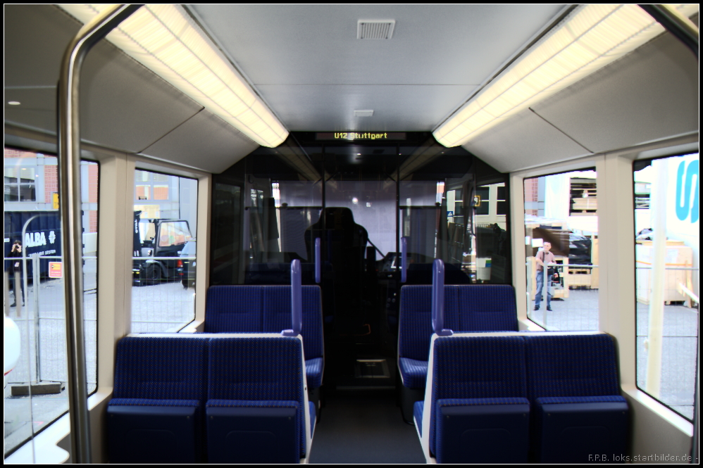 Inneneinrichtung des SSB 3501 vom Typ Tango der Stuttgarter Straenbahnen AG auf der InnoTrans 2012