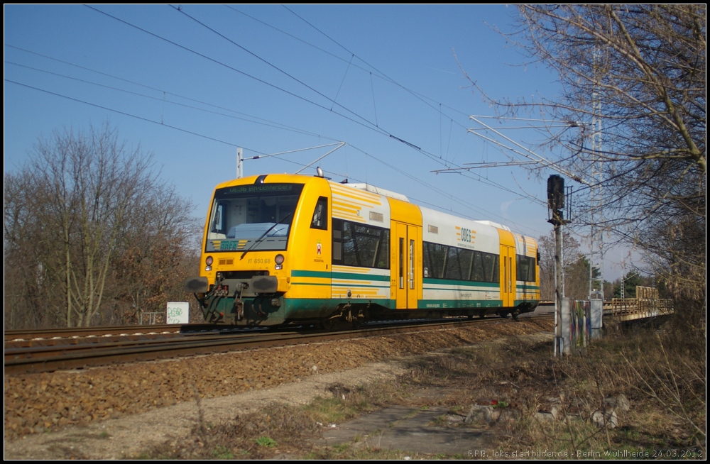 ODEG VT 650.68 / 650 068  Biesenthal  als OE36 nach Bln.-Lichtenberg (gesehen Berlin Wuhlheide 24.03.2012)