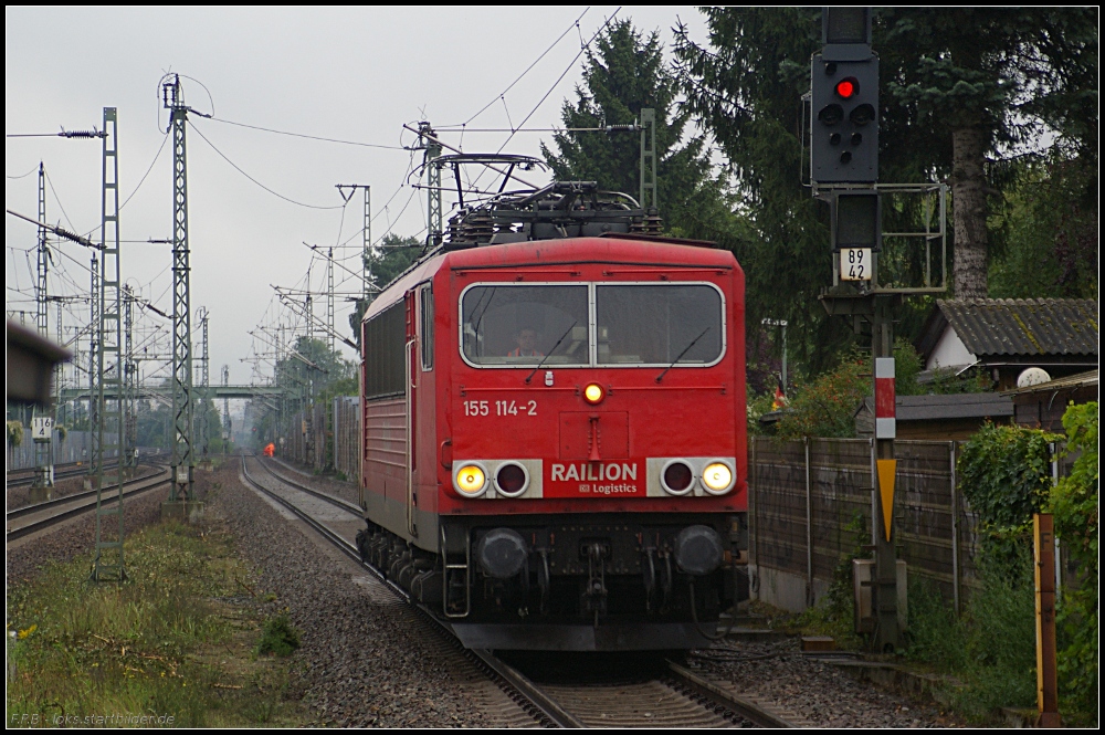 RAILION Logistics 155 114-2 solo Richtung Wustermark (gesehen Berlin Staaken 09.09.2010)