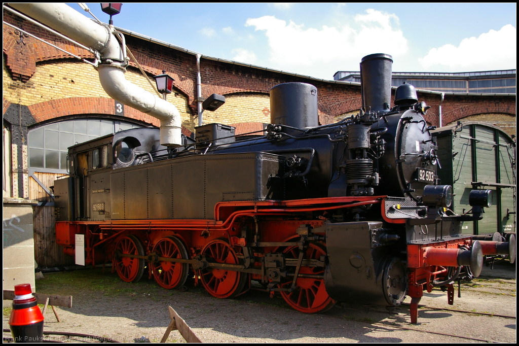 6. Dresdner Dampfloktreffen, 12.04.2014: DR 92 503 wurde 1909 von Union gebaut ist seit 1976 Museumsfahrzeug