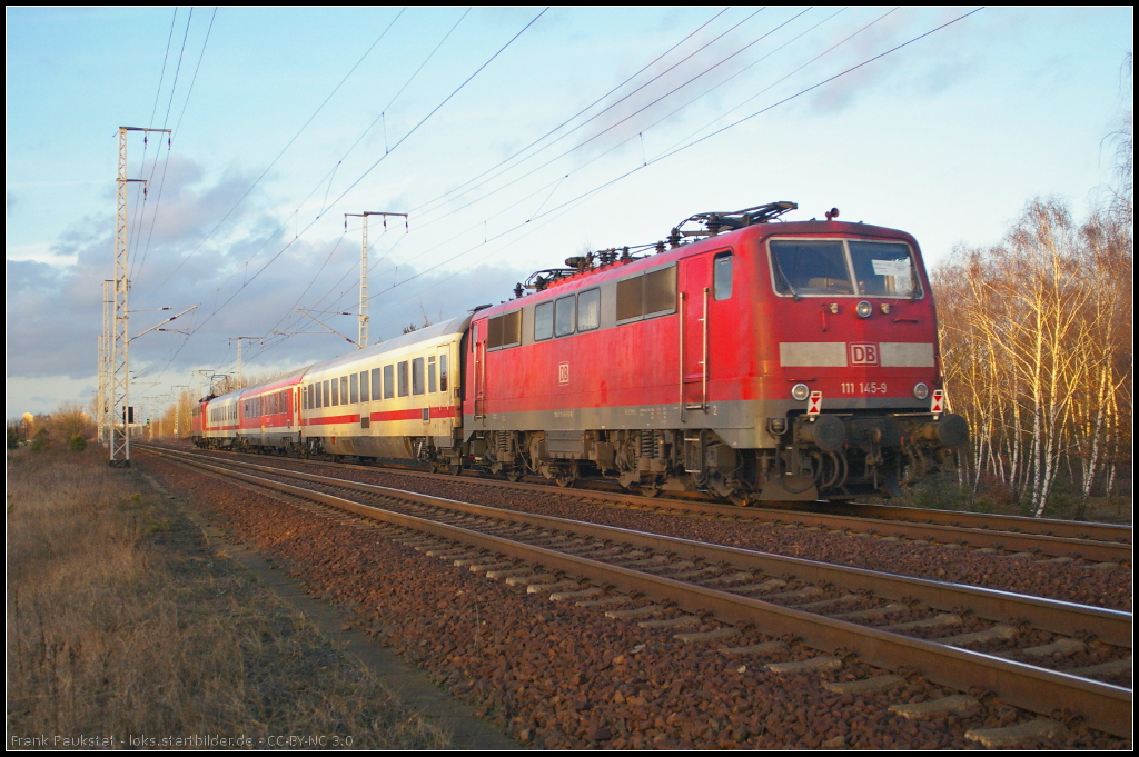 DB Regio 111 145 am Ende eines Pbz am 06.02.2014 in der Berliner Wuhlheide