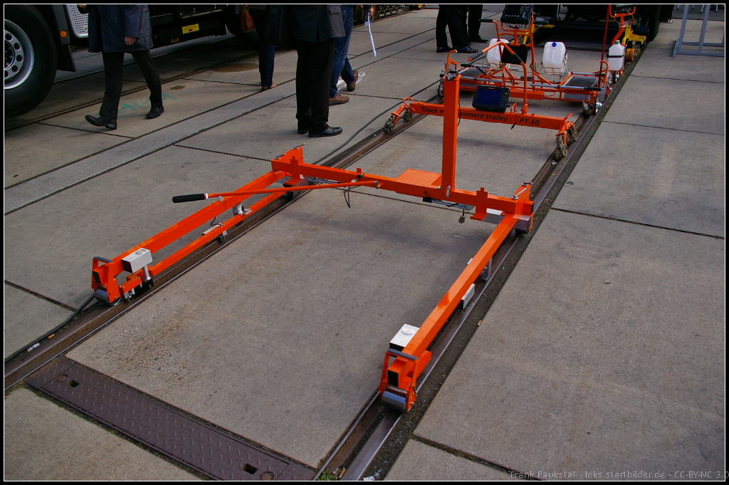 Geometriemesstrolley PT-11 des russischen Hersteller TVEMA. Dieser Trolley war auf der InnoTrans 2014 in Berlin ausgestellt