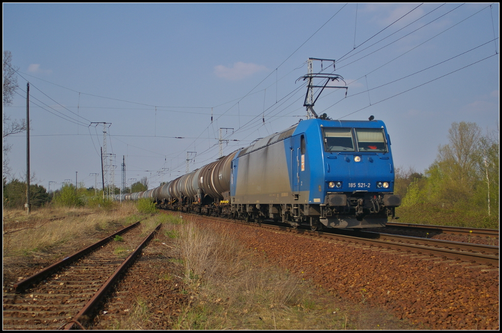 RheinCargo 185 521-2 mit Zans in Berlin Wuhlheide, 24.04.2015