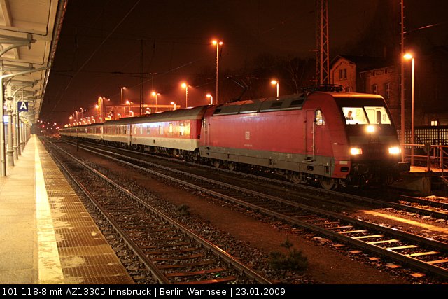 DB 101 118-8 mit dem AZ13305 (Berlin Wannsee, 23.01.2009).