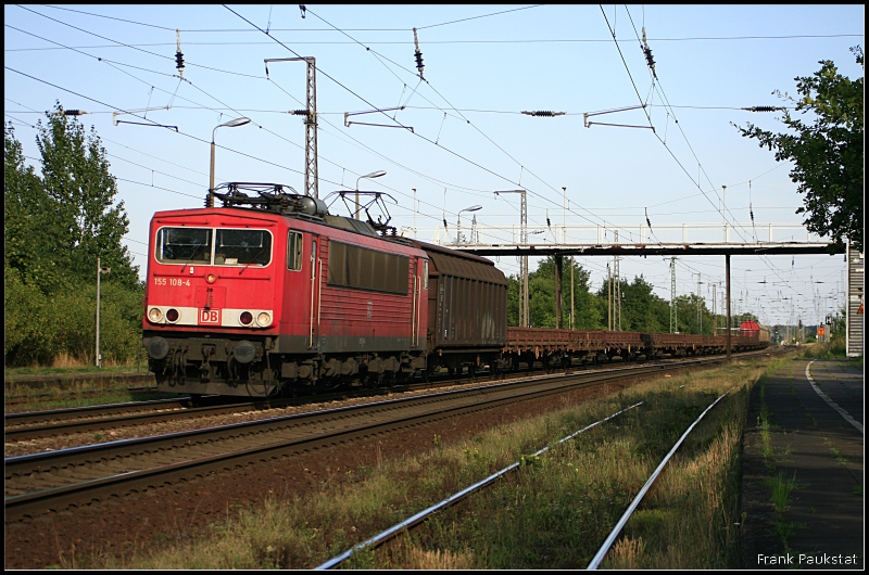 DB 155 108-4 mit gemischtem Gterzug (Nuthetal-Saarmund, 19.08.2009)