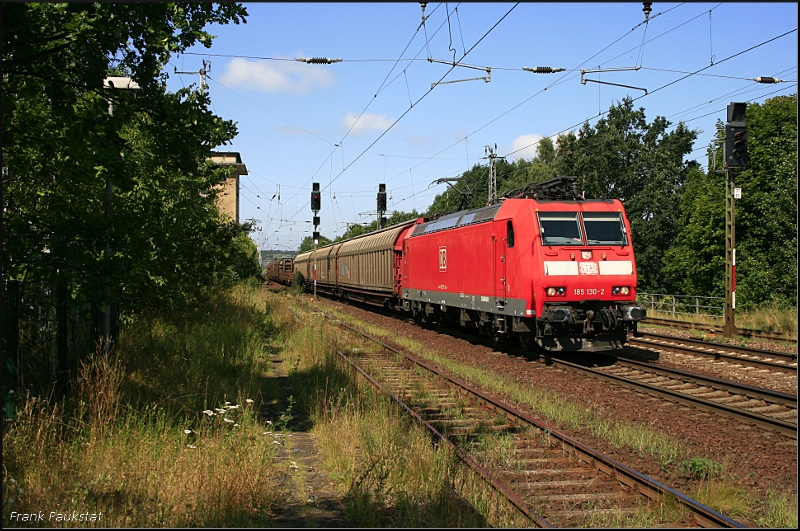 DB 185 130-2 mit gem. Gterzug Richtung Genshagerner Heide (Saarmund, 05.08.2009)