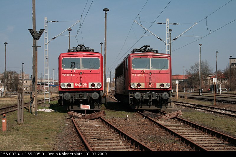 DB Schenker 155 033-4 und DB 155 095-3 (Berlin Nöldnerplatz, 31.03.2009)