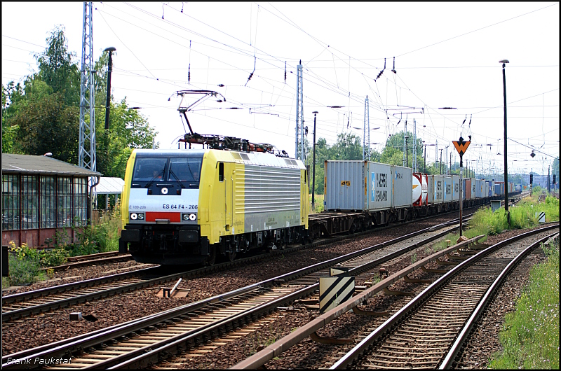 ERSR ES 64 F4-206 mit Containerzug (Class 189-VO, NVR-Nummer: 91 80 6189 206-6 D-DISPO, ex ES 64 F4-025, gesichtet Berlin Hirschgarten 01.07.2009)