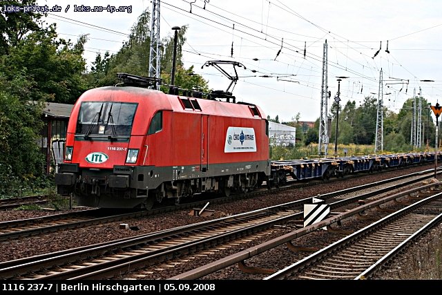 ITL 1116 237-7 mit leeren Containerwagen in Berlin Hirschgarten 05.09.2008