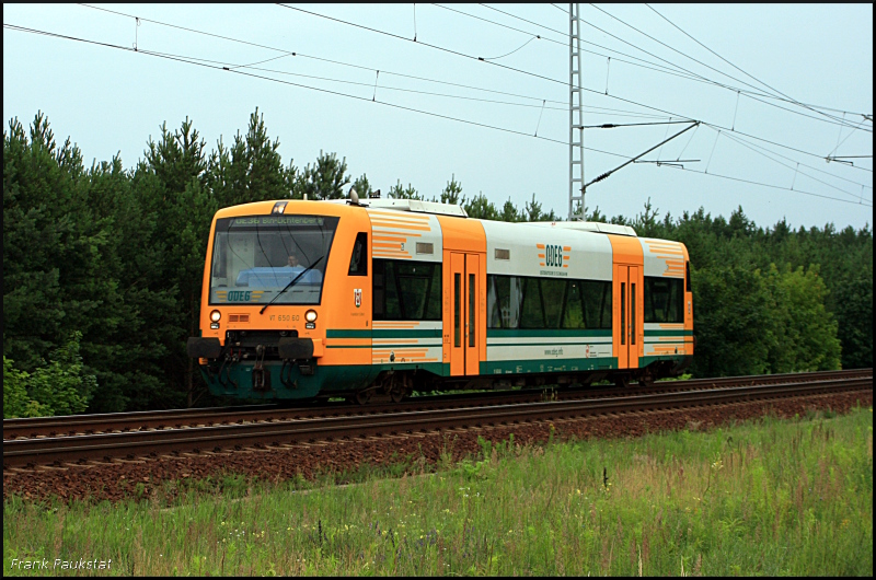 ODEG VT 650.60 / 650 060 als OE36 nach Bln.-Lichtenberg. Der Triebwagen trägt den Namen der Stadt Frankfurt (Oder) (Berlin Wuhlheide, 29.06.2009)