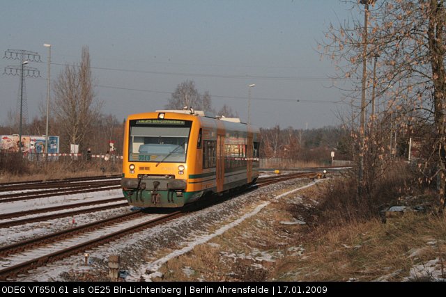 ODEG VT 650.61 / 650 061 als OE25 nach Berlin Lichtenberg (Berlin Ahrensfelde, 17.01.2009).