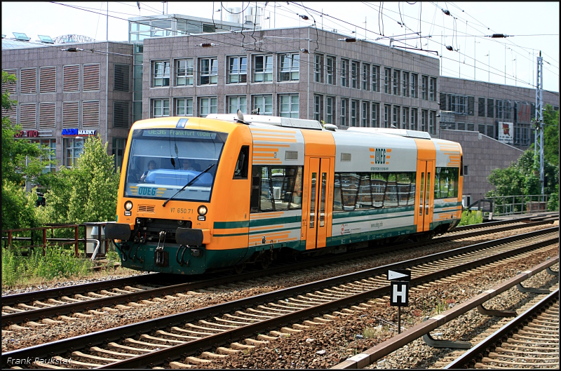 ODEG VT 650.71 / 650 071 mit Zugzielanzeige OE36 Frankfurt (Oder). Der Triebwagen rangierte jedoch nur in Berlin Kpenick, 01.07.2009