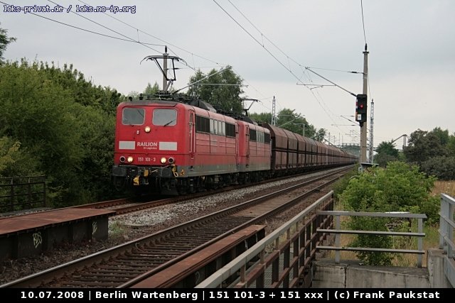 RAILION Logistics 151 101-3 mit Schwesterlok in Berlin Wartenberg (10.07.2008)