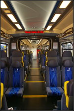 ppr/524169/innotrans-2016-in-berlin-die-triebzge InnoTrans 2016 in Berlin: Die Triebzge tragen nicht nur auen das Logo der Woiwodschaft in der sie eingesetzt werden, auch die Sitzbezge zieren das Logo. Beim 36WEa-028A / 2 140 691-8 ist es das der Wojewodztwo Opolskie, wo der Zug eingesetzt wird. So wird der regionale Bezug auch in den Zgen hergestellt.