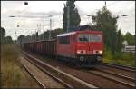 DB Schenker 155 123 mit einem Schrott-Zug am 17.09.2013 in Berlin-Karow