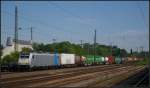 METRANS E 186 289 mit einem Container-Zug am 16.07.2013 in Magdeburg (NVR-Nummer 91 80 6186 289-5 D-Rpool)