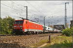br-189/581340/db-cargo-189-007-8-fuhr-mit DB Cargo 189 007-8 fuhr mit neuen Autos am 09.09.2017 Richtung Magdeburg am Abzweig Magdeburg Elbbrücke vorbei
