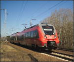 br-442.1/607013/db-regio-442-639-442-139-2 DB Regio 442 639 (442 139-2) fuhr nach Schönefeld um dort den RE7 zu verstärken. Am 06.04.2018 fuhr der Triebzug durch die Berliner Wuhlheide.