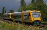 Farbliche Konkurrenz auf dem nicht genutzen Teil des Karower Bahnsteigs mit ODEG VT 650.68 / 650 068 die nach Bln.-Lichtenberg unterwegs ist (gesehen Berlin Karow 18.06.2011)