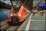 sachsen/863663/db-regio-463-600-463-100 DB Regio 463 600 (463 100) steht als vorderer Zugteil als RE10 Frankfurt (Oder) am Gleis 9 und wartet auf restliche Fahrgäste (Leipzig Hbf, 11.02.2024, NVR-Nummer 94 80 0463 100-8 D-DB)