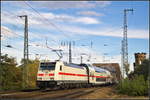 db-fern/628075/db-fernverkehr-146-571-5-schiebt-ihren DB Fernverkehr 146 571-5 schiebt ihren IC2 am 08.09.2018 Richtung Berlin über die Magdeburger Elbbrücke.