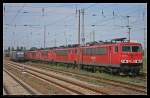 DB Schenker 155 110-0 steht an der Spitze eines Lokzugs mit weiteren 155er (gesehen Angermünde 21.08.2010)