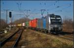 EVB 193 804, angemietet von Railpool, mit einem Container-Zug am 22.02.2014 durch Leipzig-Thekla um in Engelsdorf Kopf zu machen.