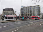 LVB 1228 mit Werbung  YOU CAN DO ANYTHING . Gemeint sind die Roten Bullen, die Bundesligamannschaft aus Leipzig. Die Straßenbahn wird in Leipzig als NGT12 bezeichnet, Leipzig Hauptbahnhof, 20.03.2023 (NGT 12, Typ 12xNfGlTwER, Leipziger Verkehrsbetriebe)
