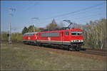 meg/654302/meg-711--155-167-0-und MEG 711 / 155 167-0 und MEG 218 467 fuhren am 16.04.2019 als Lokzug durch die Berliner Wuhlheide.