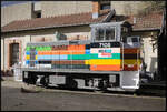 Die Y 7108 in den Farben des Eisenbahnmuseum Cité du Train stand beim Besuch am Dienstgebäude Musee-Ville. Diese Loks finden sich überall in Frankreich als Rangierloks für allerlei Aufgaben. Fotografiert beim Besuch am 10.11.2023