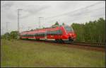 DB Regio 442 125 hat im Display 'RB14 Nauen' bei einer Probefahrt am 10.05.2012 in der Berliner Wuhlheide geschaltet