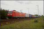 DB 145 055-0 mit Container am 10.05.2012 in der Berliner Wuhlheide