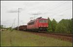 155 223-1 mit gemischtem G�terzug am 10.05.2012 in der Berliner Wuhlheide