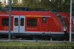 KW 43/21323/db-422-020--422-520-7 DB 422 020 / 422 520-7 hat die Nummer zustzlich im gelben Streifen der 1. Klasse. Der Triebzug ist fr die S-Bahn Rhein-Ruhr bestimmt (Hennigsdorf, 23.10.2008)