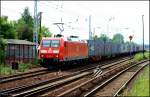 DB Schenker 185 005-6 mit Containerzug (DB Schenker Rail Deutschland AG, NVR-Nummer: 91 80 6185 005-6 D-DB, gesichtet Berlin Hirschgarten 01.07.2009)