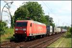 RAILION Logistics 145 052-7 mit Containerzug (DB Schenker Rail Deutschland AG, gesichtet Potsdam-Marquardt, 16.07.2009)