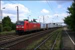Railion 145 039-4 mit Containerzug (Saarmund, 05.08.2009 - Update: In Rostock-Seehafen zI; 02.08.2012 in Rostock-Seehafen z; 11.09.2012 wiD)