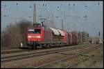 RAILION Logistics 145 062-6 und acht Gterwagen (DB Schenker Rail Deutschland AG, NVR-Nummer: 91 80 6145 062-6 D-DB, gesehen Nuthetal-Saarmund 07.04.2010 - Update: In Rostock-Seehafen zI; 03.08.2012 in Rostock-Seehafen z; 11.09.2012 wiD)