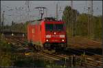 RAILION Logistics 185 298-7 fhrt auf das Ausweichgleis (DB Schenker Rail Mannheim, NVR-Nummer: 91 80 6185 298-7 D-DB, gesehen Wustermark-Priort 01.10.2010)