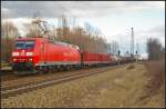 DB Schenker 185 190 mit gemischten Güterzug am 22.02.2014 durch Leipzig-Thekla