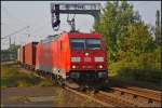 DB Schenker 185 386-0 kommt am 05.09.2014 mit einem Container-Zug durch Uelzen
