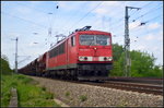 DB Cargo 155 204-1 mit einem Erzzug am 21.05.2016 am Abzweig Elbbrücke in Magdeburg