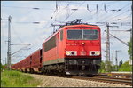 DB Cargo 155 141-5 mit einem gemischten Gterzug am 21.05.2016 am Abzweig Elbbrcke in Magdeburg