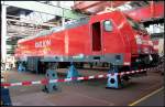 RAILION Logistics 185 280-5 bekommt neue Radstze (135 Jahre Werk Cottbus, Cottbus 19.09.2009)