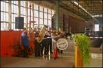 Fr gute musikalische Unterhaltung sorgten die  Die lustigen Preussen  mit ihrer Blaskapelle im Betriebswerk ( 135 Jahre Werk Eberswalde - Tradition mit Zukunft , 08.06.2013)