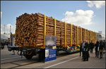 InnoTrans 2016 in Berlin: Der 4-achsige Wagen vom Typ Snps ist zum Transport von Holz der Längen 2m bis 6m gedacht. Er erfüllt die Vorschriften TSI-WAG, UIC-Merkblätter, ERRI-Empfehlungen, AAV und die EN-Normen. Somit ist er im grenzüberschreitenen Verkehr einsetzbar. Einige technische Daten: LüP 20 770 mm, Ladelänge 19 530 mm, Drehgestell Y25 Ls-K, Achstand des Drehgestells 1 800 mm, Eigengewicht 22t, Vorbereitet für Montage von Stirnwänden.
