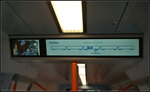 InnoTrans 2016 in Berlin: Das Innenraumdisplay kann dem Fahrgast anzeigen wo im Zug des Desiro City fr die South West Trains er sich gerade befindet.